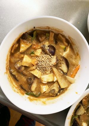 茄子椎茸簡単きな粉味噌味豆腐八宝菜風-レシピのメイン写真