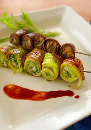 肉まき串　回鍋肉風スリラチャで♪-レシピのメイン写真