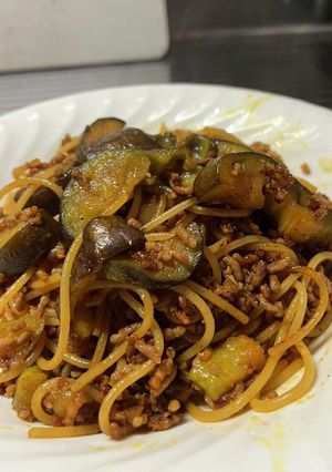 ひき肉と茄子のボロネーゼ風パスタ-レシピのメイン写真