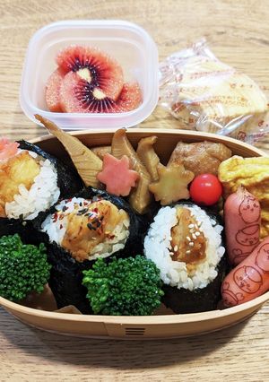 高2男子弁当！とり天むす・たけのこ煮物８-レシピのメイン写真