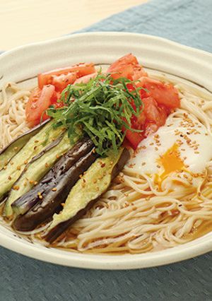 夏野菜と温玉のぶっかけそうめん-レシピのメイン写真