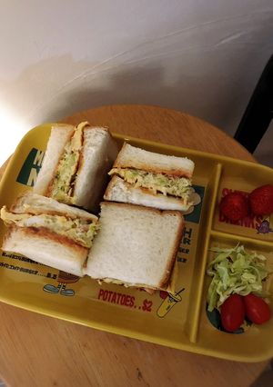 キャベツとハムのオープンオムレツサンド-レシピのメイン写真