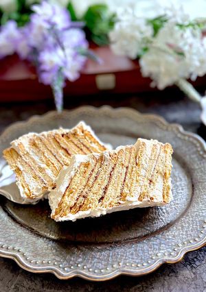 チョコ＆生クリームビスケットケーキ-レシピのメイン写真