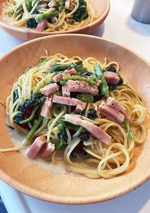 ベーコンとほうれん草のクリーム風パスタ-レシピのメイン写真