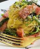 市販のソースで菜の花クリームパスタ