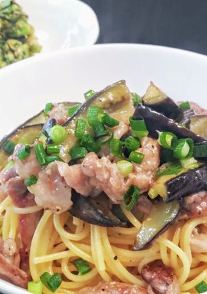 旨味たっぷり和風簡単ナス味噌パスタ！-レシピのメイン写真