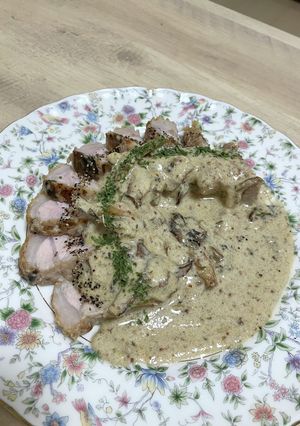 ポークステーキ　舞茸のマスタードソース-レシピのメイン写真