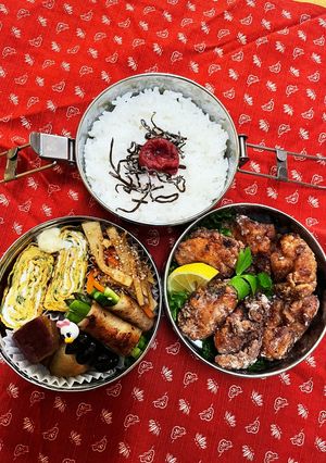 2024.4.20.唐揚げ3段弁当-レシピのメイン写真