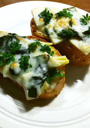 筍と新若布のブルスケッタ　鮒寿司の飯-レシピのメイン写真