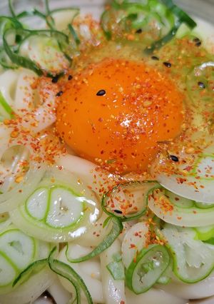 節約簡単「かま玉うどん」と２杯目納豆飯！-レシピのメイン写真