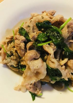 豚こまぎれ肉●岩塩レモン香草/バジル焼き-レシピのメイン写真