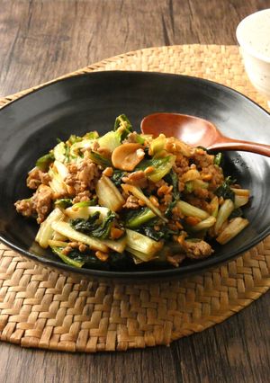 ひき肉とレタスのにんにく醤油炒め-レシピのメイン写真