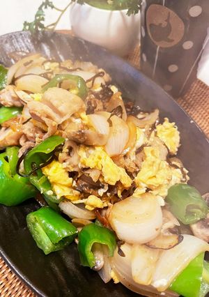 キノコと野菜の玉子塩昆布炒め-レシピのメイン写真