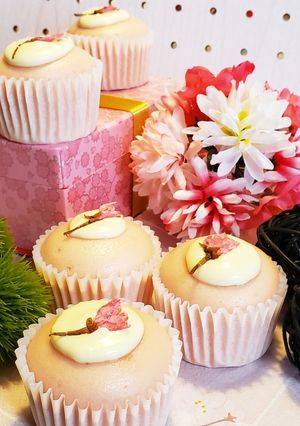 桜と小豆あんの米粉蒸しケーキ-レシピのメイン写真