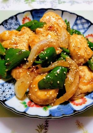 簡単今日の夕飯！ピーマン鶏ささみ生姜焼き-レシピのメイン写真