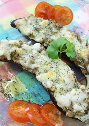 火を使わずに♪茄子の鯖チーズ焼き-レシピのメイン写真