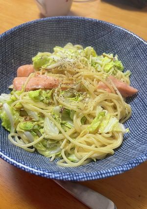 サーモンとキャベツのクリームパスタ-レシピのメイン写真