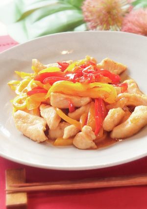 カラーピーマンと鶏肉の中華炒め-レシピのメイン写真