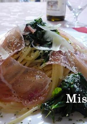 生ハムとちぢみほうれん草のクリームパスタ-レシピのメイン写真