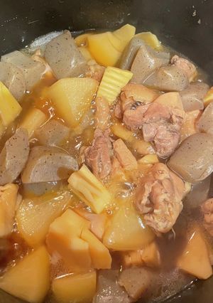 鶏肉こんにゃく大根タケノコの簡単な煮物-レシピのメイン写真