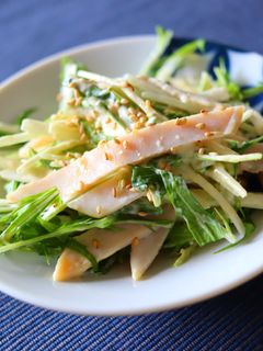 ハムと水菜のからしマヨサラダ-レシピのメイン写真