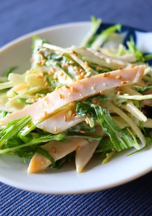 ハムと水菜のからしマヨサラダ-レシピのメイン写真