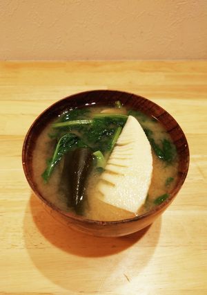 なばなとたけのこの味噌汁-レシピのメイン写真