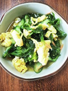 炒り卵入りきゅうり人参アオサ美味しい酢物-レシピのメイン写真