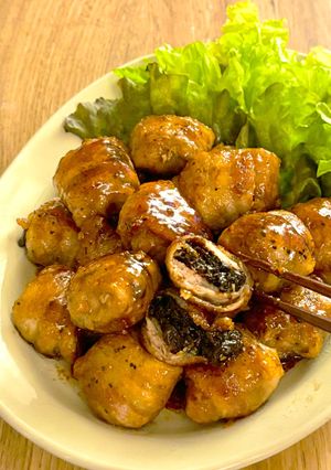 豚肉のプルーン巻き甘酢炒め-レシピのメイン写真
