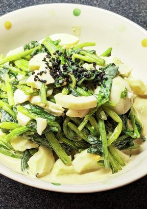 ほうれん草大量消費！焼肉のタレで卵サラダ-レシピのメイン写真