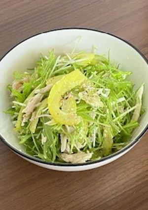 【野菜ソムリエ】京みず菜とチキンのサラダ-レシピのメイン写真