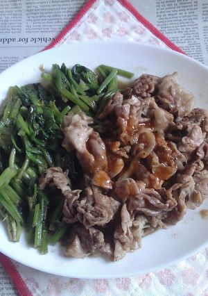 豚肉切り落とし＋ポパイたっぷりオイル炒め-レシピのメイン写真