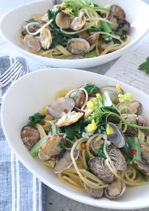 大阪黒菜とあさりのパスタ-レシピのメイン写真