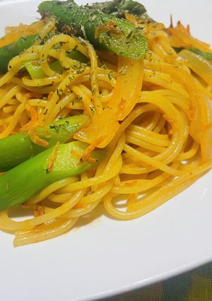 小エビとアスパラ、新玉葱のスパゲッティ-レシピのメイン写真