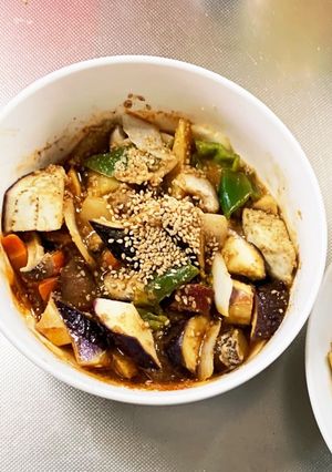 根菜茄子コク旨さっぱりソース温野菜サラダ-レシピのメイン写真