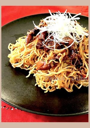ホタルイカの焼麺 ピリ辛ガーリック味-レシピのメイン写真