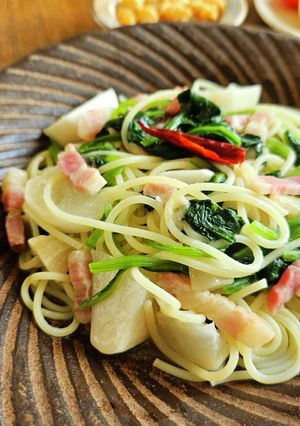 蕪とパンチェッタとほうれん草のパスタ-レシピのメイン写真