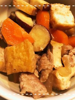 レンジ時短!さつまいもと厚揚げの甘辛炒め-レシピのメイン写真