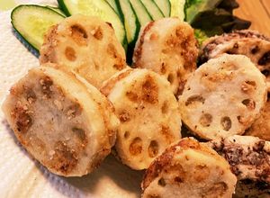 ☆鶏ももひき肉のレンコンのはさみ揚げ☆-レシピのメイン写真