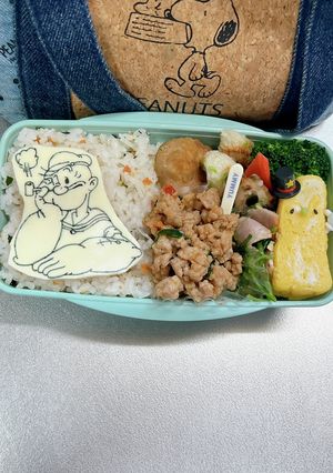 毎日高校男子弁当　ポパイ　キャラ弁-レシピのメイン写真