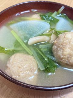 水菜と肉団子の味噌汁-レシピのメイン写真