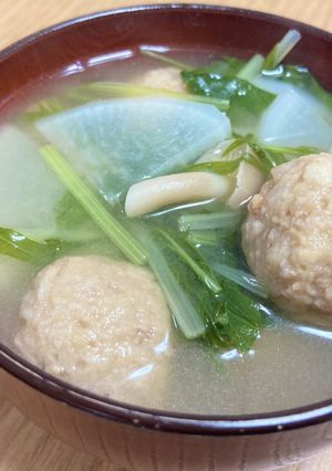 水菜と肉団子の味噌汁-レシピのメイン写真