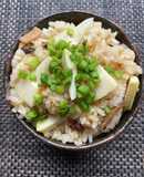 椎茸のもどし汁で竹の子炊き込みご飯