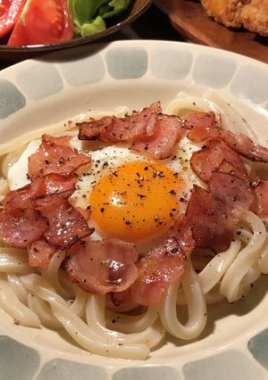 ベーコンエッグうどん-レシピのメイン写真
