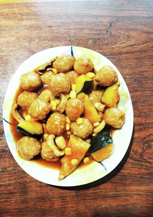 肉団子と南瓜の甘酢餡掛け煮込み-レシピのメイン写真