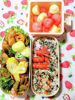 お弁当♪女子中学生☆えびフライ&肉巻き-レシピのメイン写真