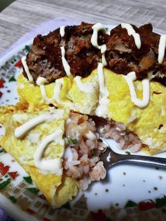 ハンバーグのっけ♪お一人様のオムライス-レシピのメイン写真