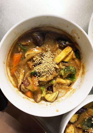 簡単きな粉魯肉飯味ツナ根菜茄子野菜炒め-レシピのメイン写真