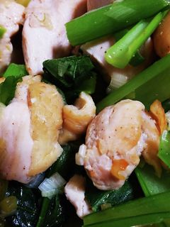 小松菜と鶏むね肉のネギ炒め-レシピのメイン写真