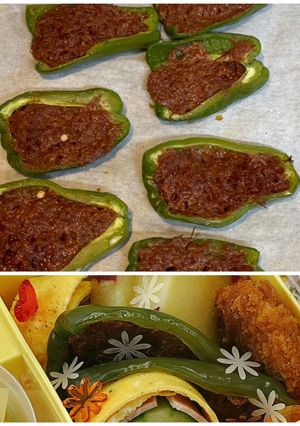 ピーマンのコンビーフ詰め焼き お弁当に-レシピのメイン写真